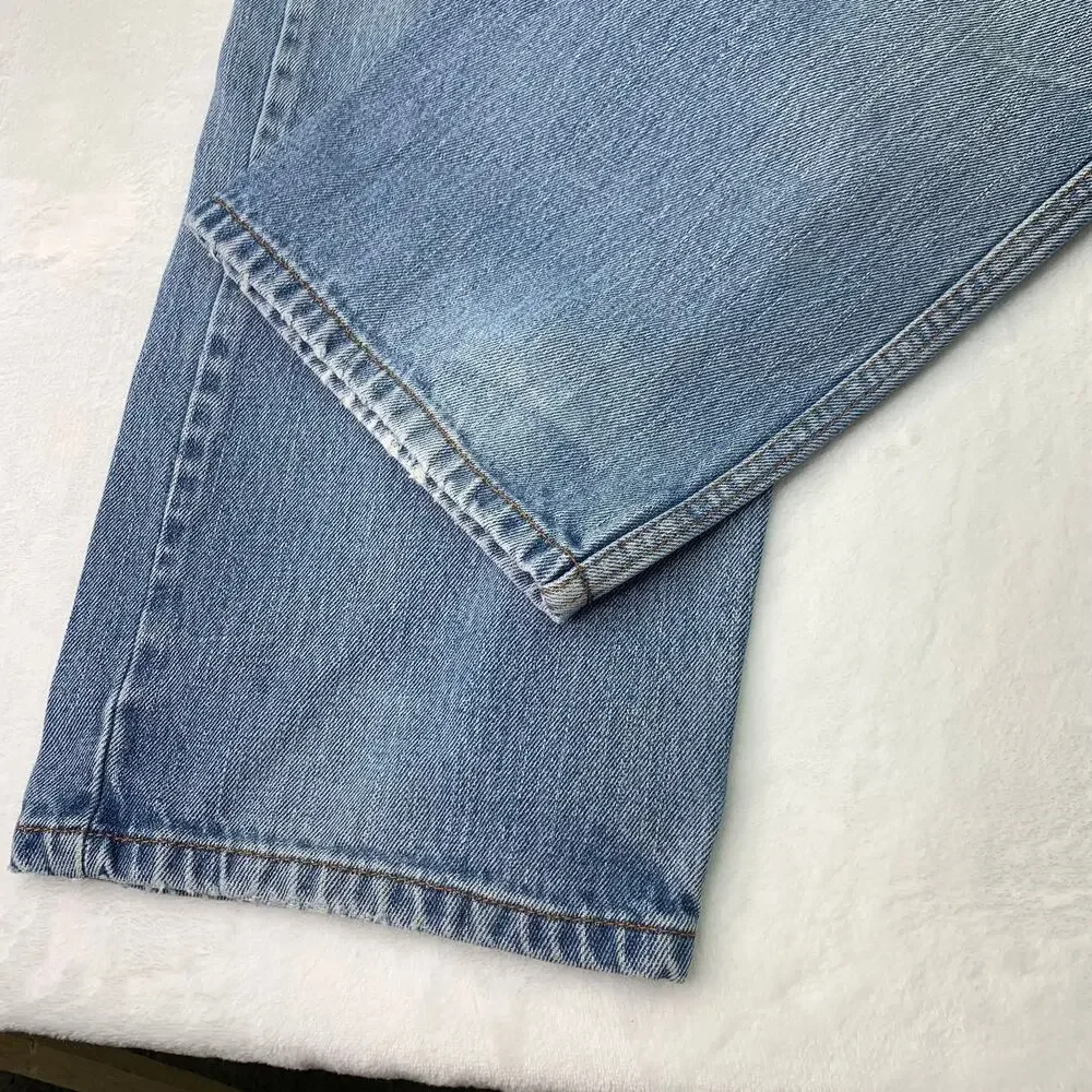 VTG Levi's 505 Mens 40x32 Regular Fit Light Wash Distressed Denim Blue Jeans